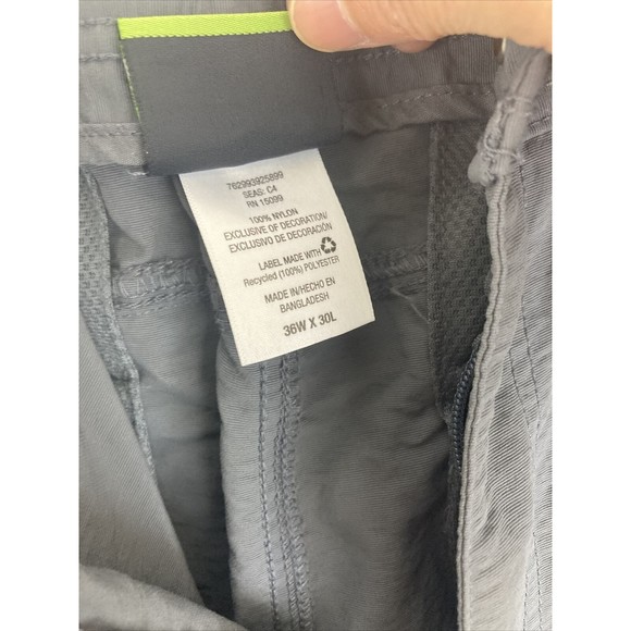 Nordic Track Cargo Zipper Convertible Nylon Pants Buckle Belt Gray Mens 36x30 - Picture 8 of 12